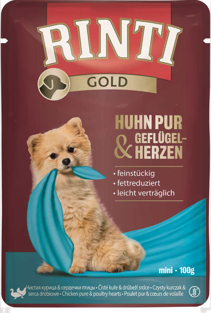 RINTI Hunde-Nassfutter Gold Huhn Pur mit Geflügelherzen